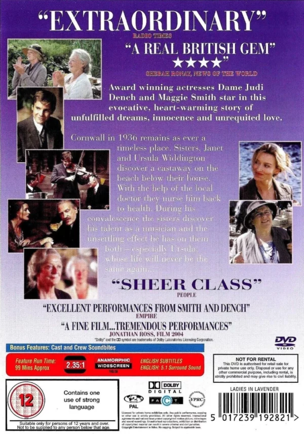 Ladies in Lavender Judi Dench 2004 DVD Top-quality Free UK shipping