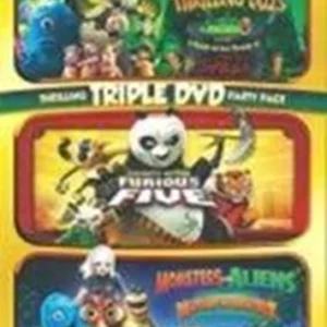 Dreamworks Triple DVD Party Pack Shrek/Furious Five/MonstersVAliens 2012 DVD