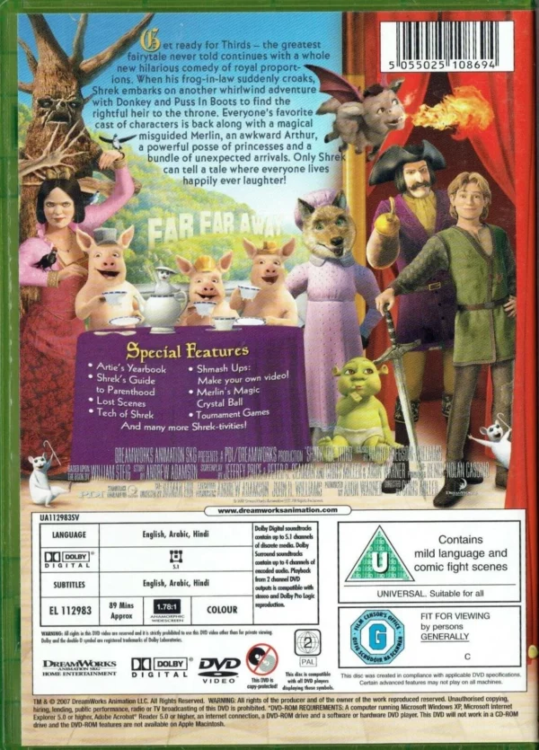 Shrek The Third 2007 DVD Top-quality Free UK shipping