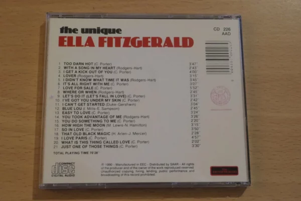 Unique Ella Fitzgerald Fitzgerald Ella 1990 CD Top-quality Free UK shipping