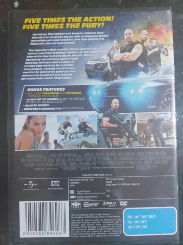 Fast & Furious 5 Vin Diesel 2011 DVD Top-quality Free UK shipping