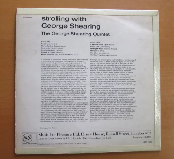 Strolling With George Shearing Top-quality Free UK shipping