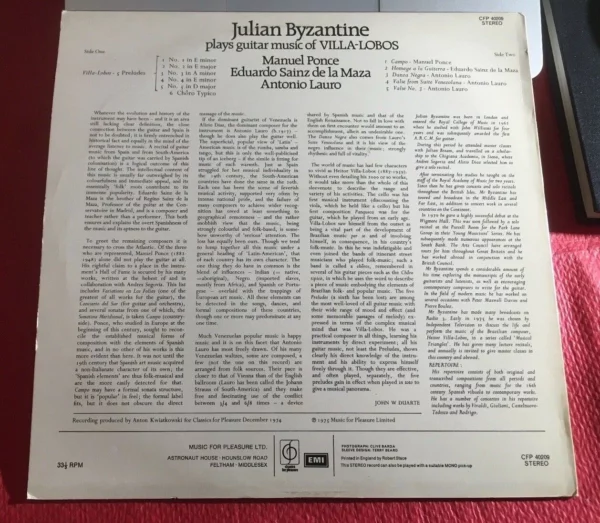 Julian Byzantine plays guitar music of Villa-Lobos Top-quality Free UK shipping