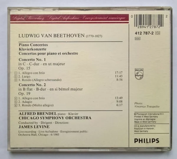 Beethoven: Piano Concertos 1 & 2 various 1984 CD Top-quality Free UK shipping