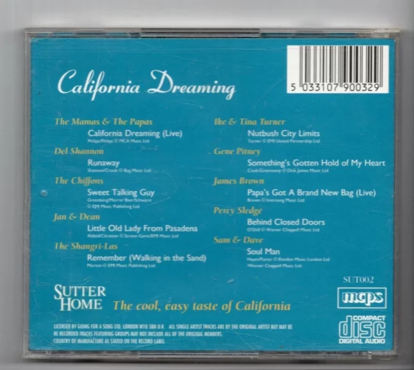 California Dreaming Sutter Home CD Top-quality Free UK shipping