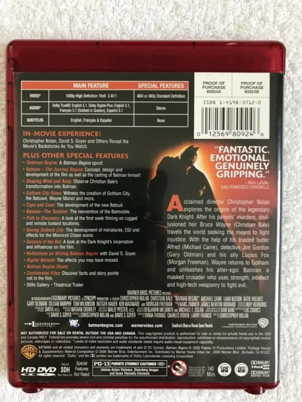 Batman Begins 2005 DVD Top-quality Free UK shipping