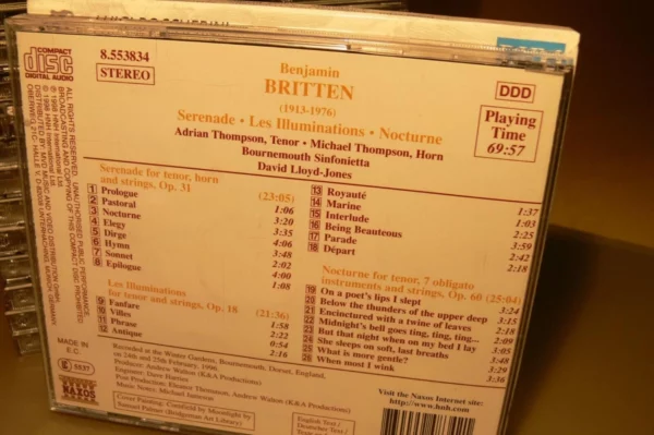 Britten: Serenade; Les Illuminations; Nocturne various 1998 CD Top-quality