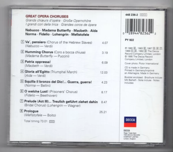 Great Opera Choruses Various 1995 CD Top-quality Free UK shipping