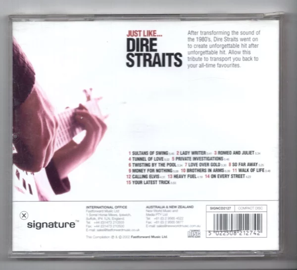 Just Like... Dire Straits Various Artists 2007 CD Top-quality Free UK shipping