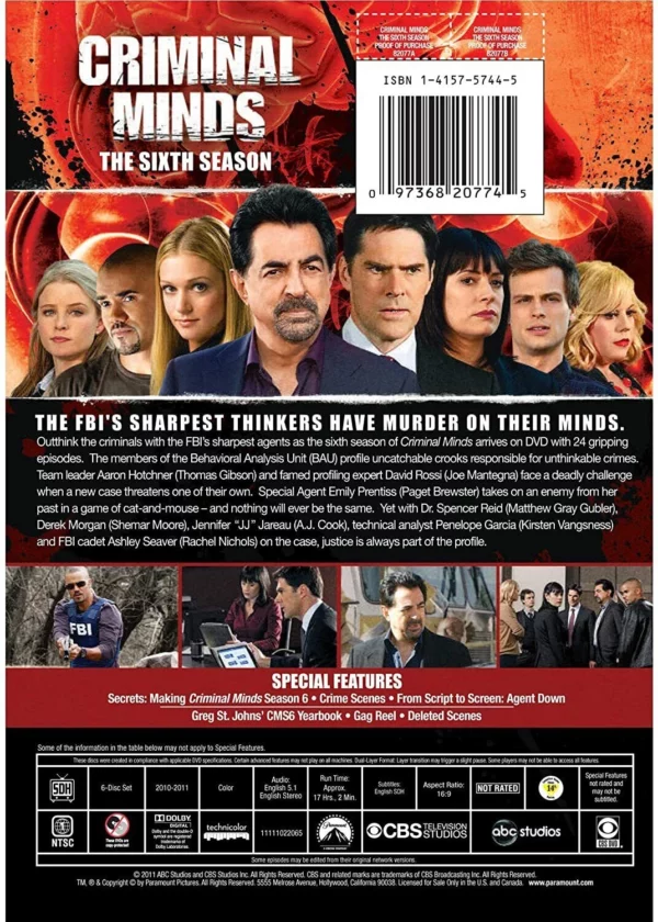 CRIMINAL MINDS:SIXTH SEASON Jayne Atkinson 2011 DVD Top-quality