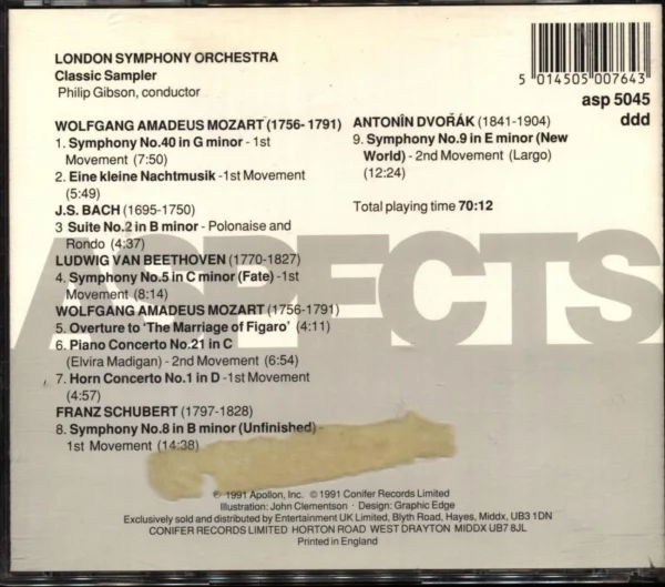 LSO favourites Aspects Mozart 1991 CD Top-quality Free UK shipping