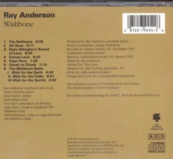 Wishbone Ray Anderson 1991 CD Top-quality Free UK shipping