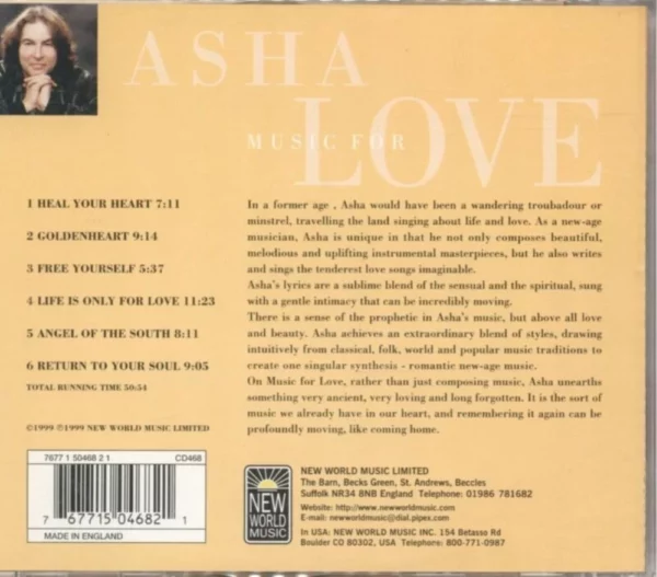 Asha - Music for Love Asha 2003 CD Top-quality Free UK shipping