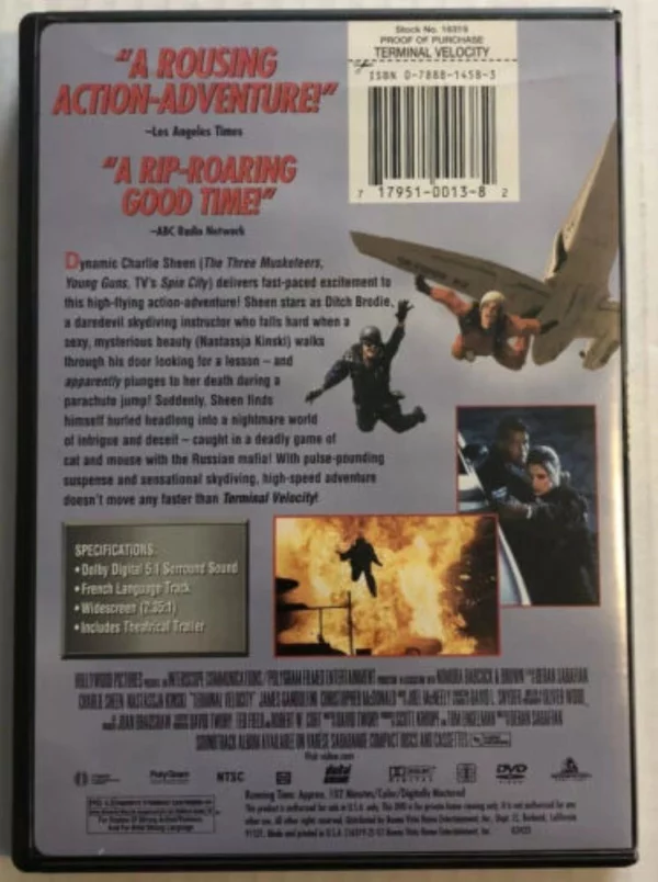 Terminal Velocity James Gandolfini 1999 DVD Top-quality Free UK shipping