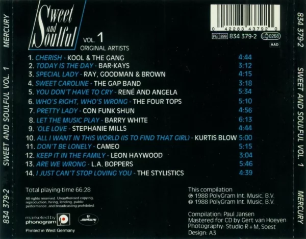 Sweet and Soulful 1 Various 1988 CD Top-quality Free UK shipping