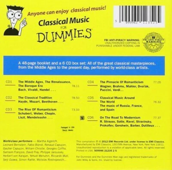 Classical Music for Dummies / Various Martha Argerich 2012 New CD Top-quality