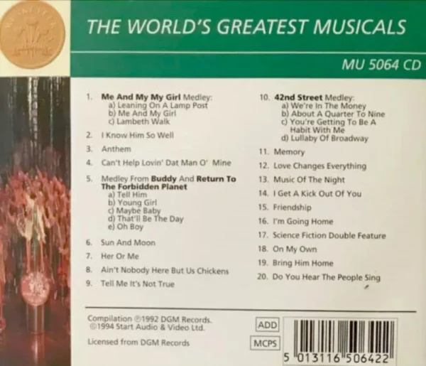 Worlds Great Musicals Various Artists 1994 CD Top-quality Free UK shipping