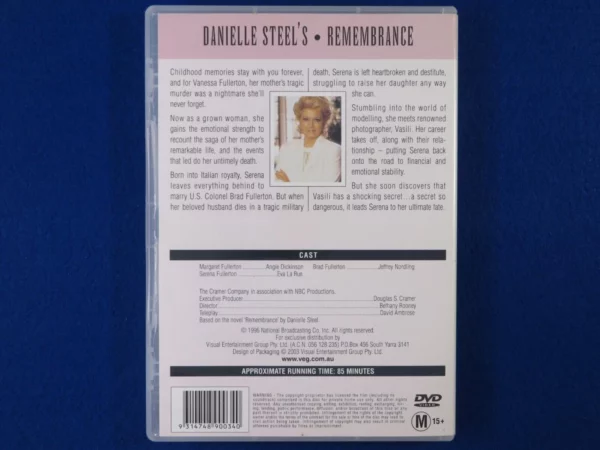 Danielle Steel's Remembrance Angie Dickinson 1996 DVD Top-quality