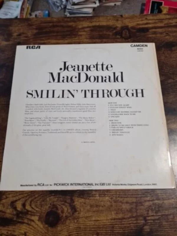 Jeanette Macdonald Smilin Through Jeanette Macdonald 1969 Records Top-quality