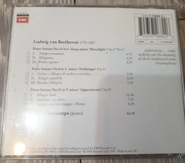 Beethoven - Piano Sonatas Nos 8, 14 & 23 Beethoven 1998 CD Top-quality