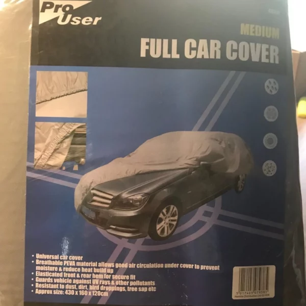 Medium Size Full Car Cover UV Protection Waterproof Outdoor Breathable Rain Sap