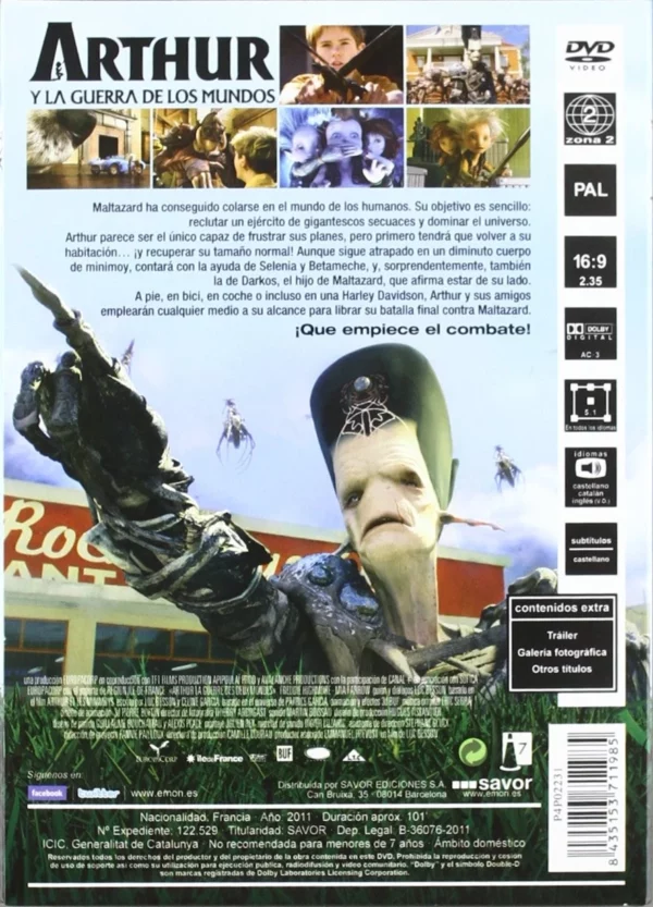 Arthur Y La Guerra De Los Mundos Mia Farrow 2011 DVD Top-quality