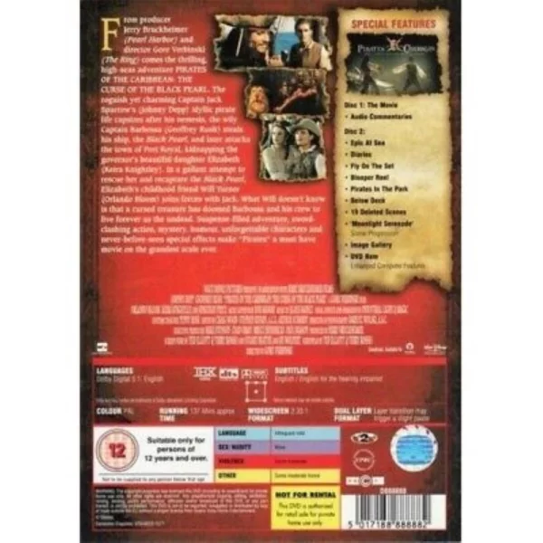 Pirates of the Caribbean: The Curse of the Black Pearl DVD Top-quality