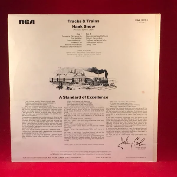 Tracks & Trains Hank snow Tracks & Trains Hank snow 1971 Records Top-quality