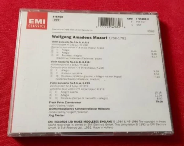 Mozart Concertos 3 4 5 Mozart 1992 CD Top-quality Free UK shipping