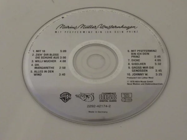 Mit Pfefferminz bin ich dein Prinz Marius Müller Westernhagen 1987 CD