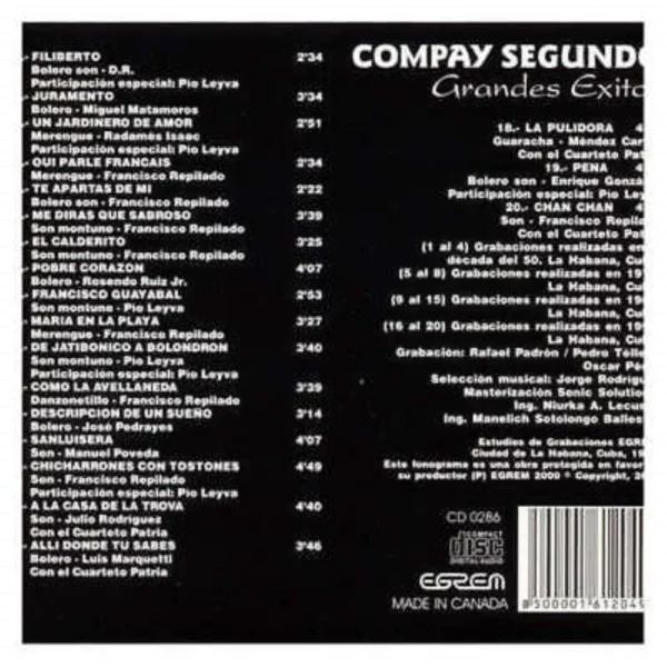 Grandes Exitos Compay Segundo 2000 CD Top-quality Free UK shipping