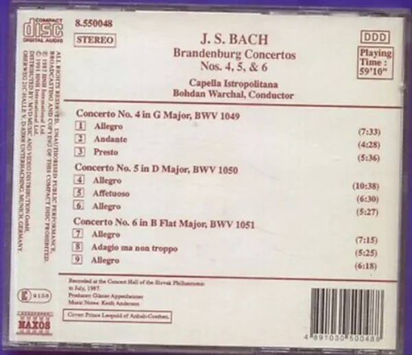 Brandenburg Concertos Bach 1988 CD Top-quality Free UK shipping