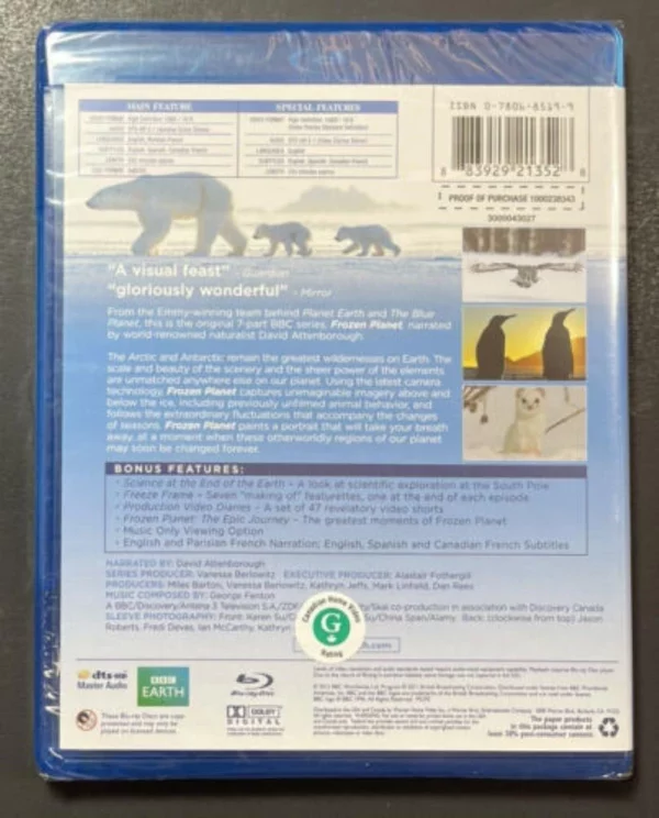 Frozen Planet David Attenborough 2012 Blu-ray Top-quality Free UK shipping