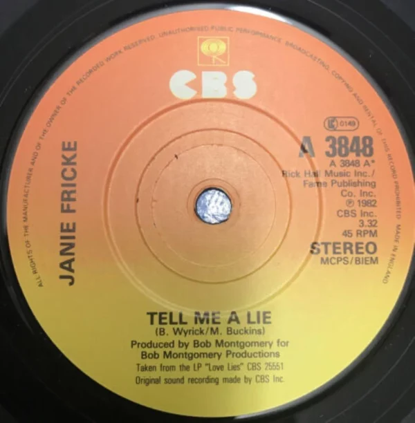 Janie Fricke - Tell Me A Lie Janie Fricke 1982 Records Top-quality