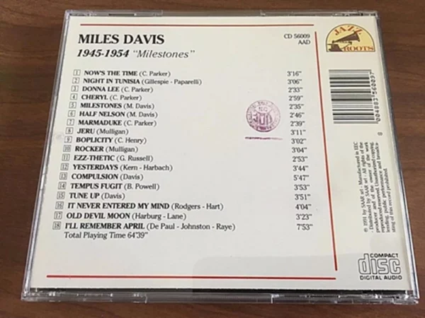 Miles Davis - Milestones 1945-54 Miles Davis 1991 CD Top-quality