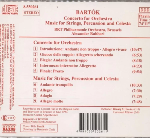 BARTOK various 1990 CD Top-quality Free UK shipping