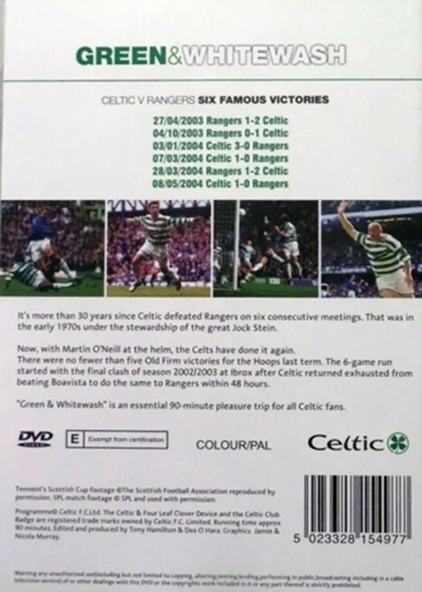 Green & Whitewash Celtic Fc 2004 DVD Top-quality Free UK shipping