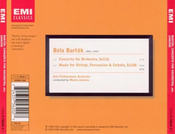 Bartok: Music for Strings Bartók 2002 CD Top-quality Free UK shipping