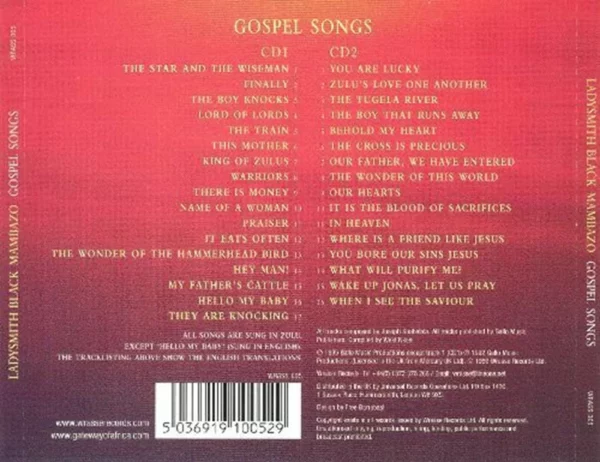 Gospel Songs Ladysmith Black Mambazo 1999 CD Top-quality Free UK shipping