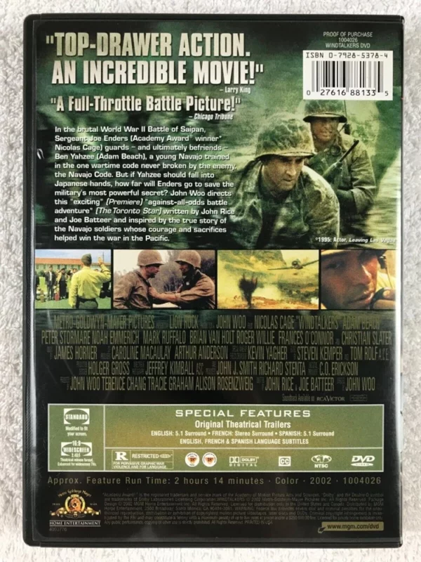 Windtalkers Nicolas Cage 2002 DVD Top-quality Free UK shipping