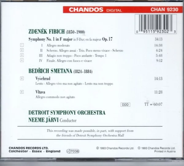 Zdenek Fibich: Symphony No. 1 in F major; Bedrich Smetana: Vysehrad, Vltava from