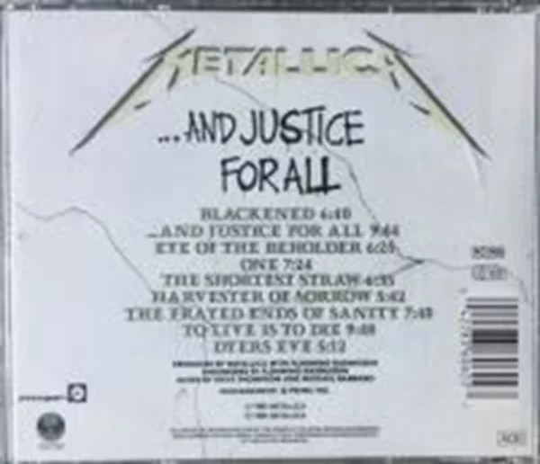 And Justice For All Metallica 1988 CD Top-quality Free UK shipping