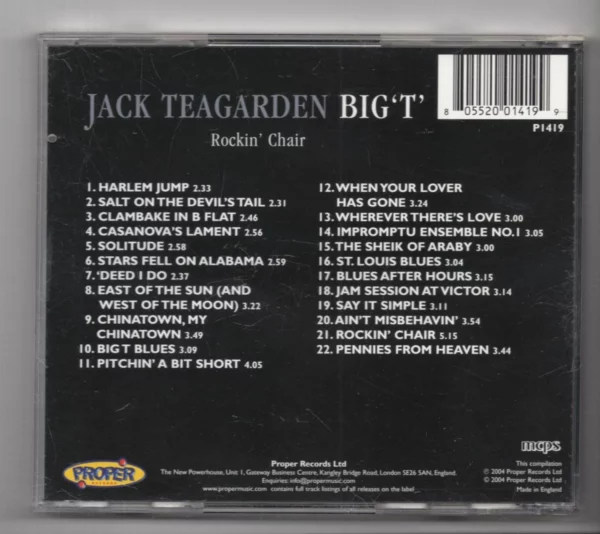 Rockin' Chair Jack Teagarden 2004 CD Top-quality Free UK shipping