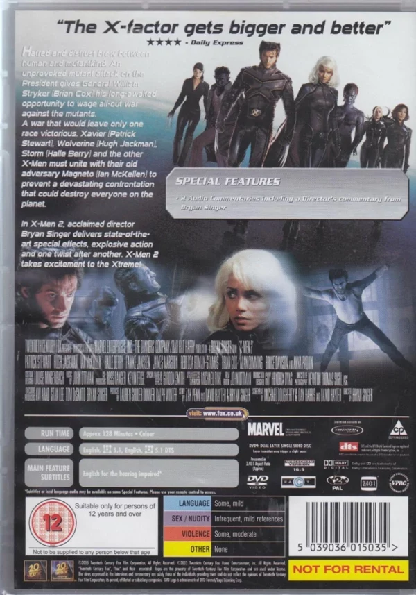 X Men 2 Hugh Jackman 2003 DVD Top-quality Free UK shipping