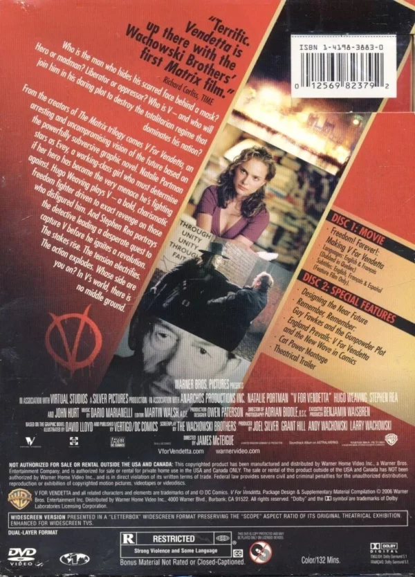 V for Vendetta Natalie Portman Special Edition 2006 DVD Top-quality