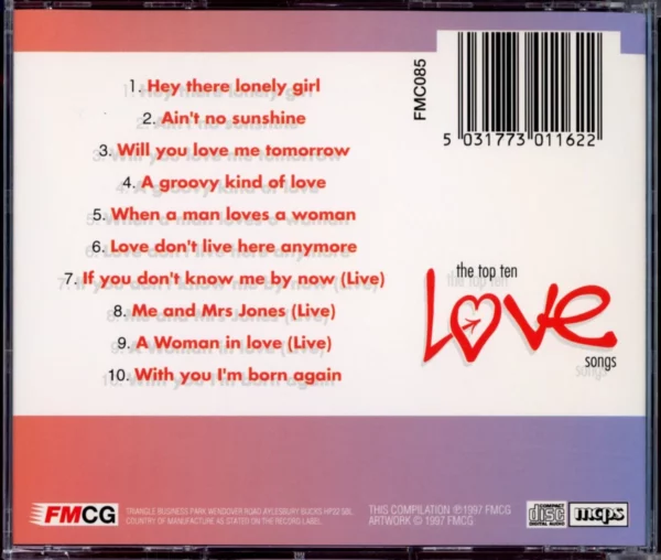 The Top Ten Love Songs Various 1997 CD Top-quality Free UK shipping