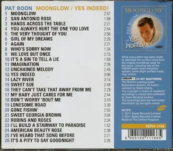 Moonglow / Yes Indeed! Pat Boone 2011 CD Top-quality Free UK shipping