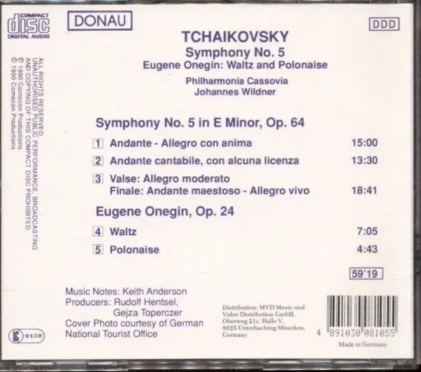 TCHAIKOVSKY‎– SYMPHONY NO. 5 Philharmonia Cassovia 1990 CD Top-quality