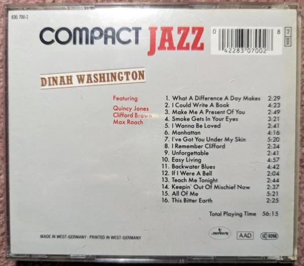 Compact Jazz: Dinah Washington Dinah Washington 1999 CD Top-quality