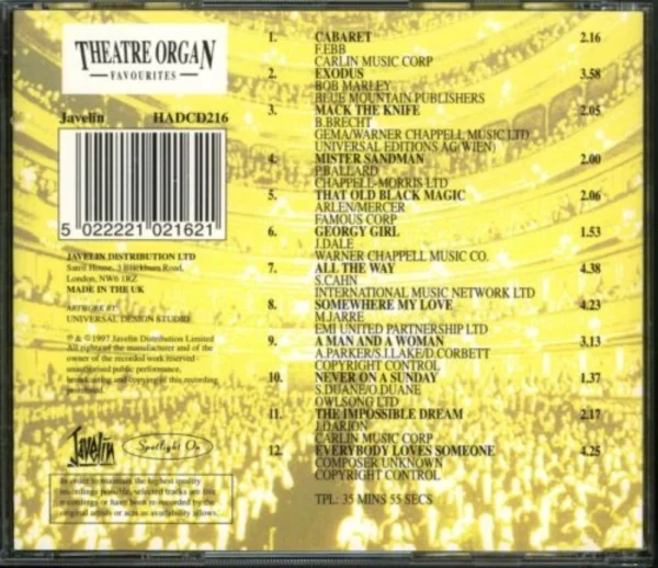 Theatre Organ Favourites Vic Hammett 1997 CD Top-quality Free UK shipping